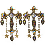 Mystical Cross Pierced Earrings (Brass Ox)