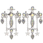 Mystical Cross Pierced Earrings (Sterling Silvertone)