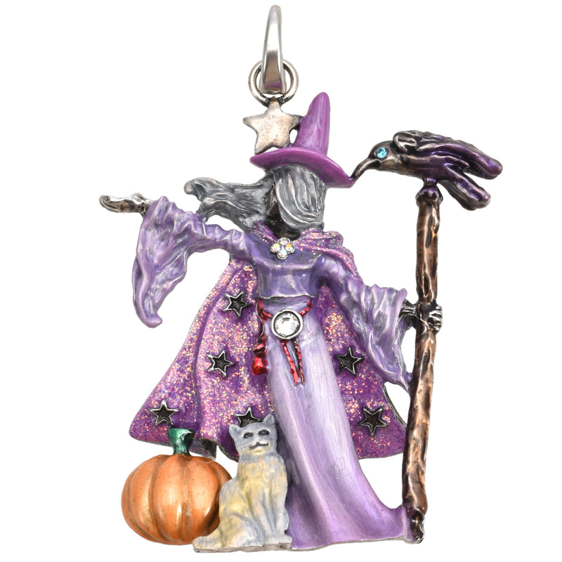 Spell Caster Good Witch Open Ring Charm (Silver Ox)