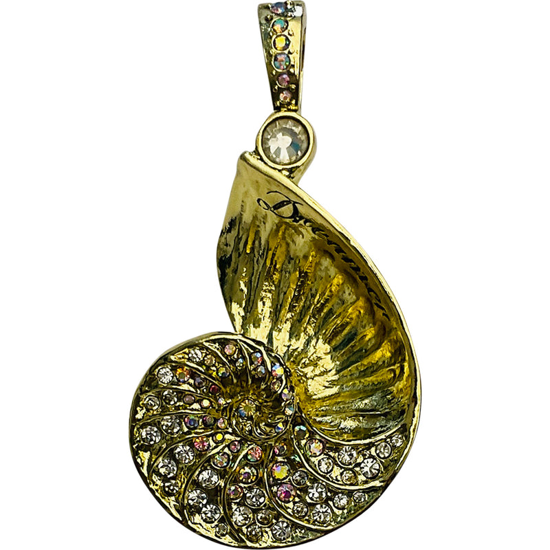 "One Of A Kind" Dreamer Nautilus  Foldover Penant (Goldtone)