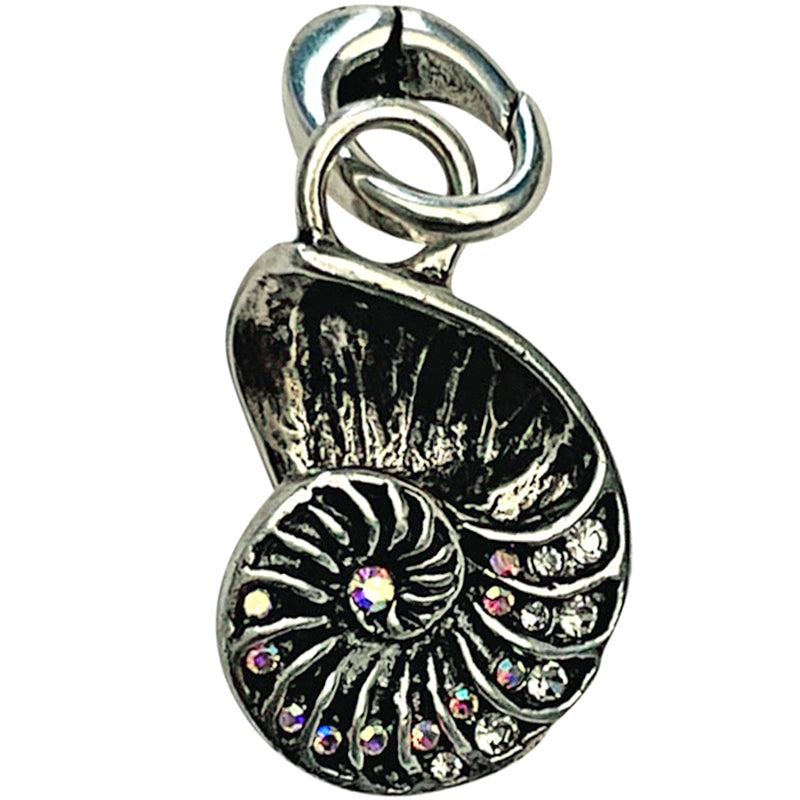 "One Of A Kind"  Nautilus 21mm Open Ring Charm (Silver Ox)