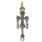 Mythical Crystal Cross Open Ring Charm (Brass Ox)