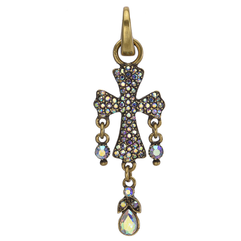 Mythical Crystal Cross Open Ring Charm (Brass Ox)
