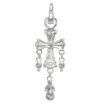 Mythical Crystal Cross Open Ring Charm (Sterling Silvertone)