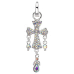 Mythical Crystal Cross Open Ring Charm (Sterling Silvertone)