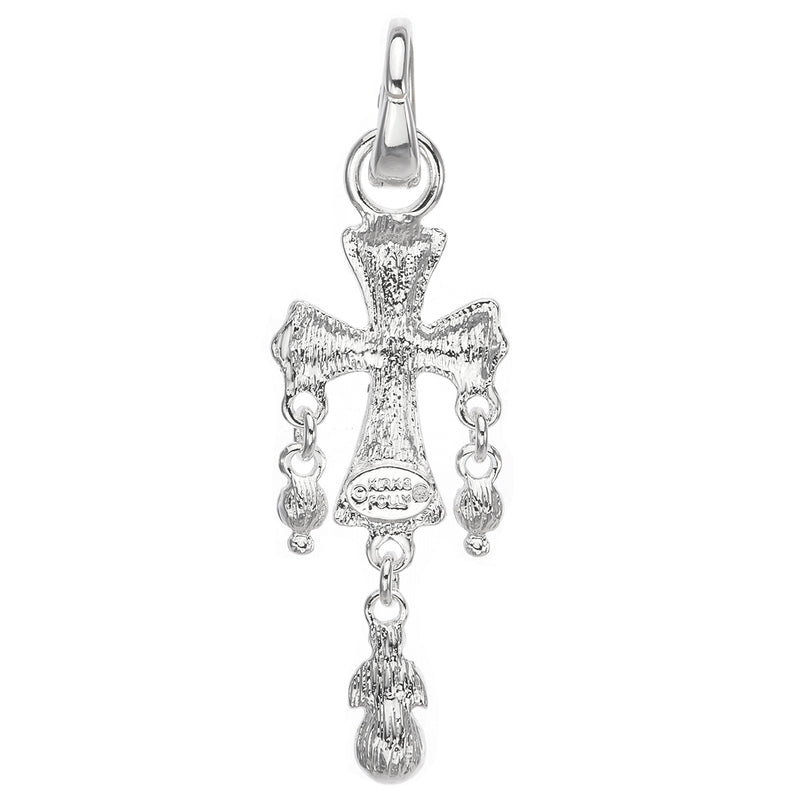 Mythical Crystal Cross Open Ring Charm (Sterling Silvertone)