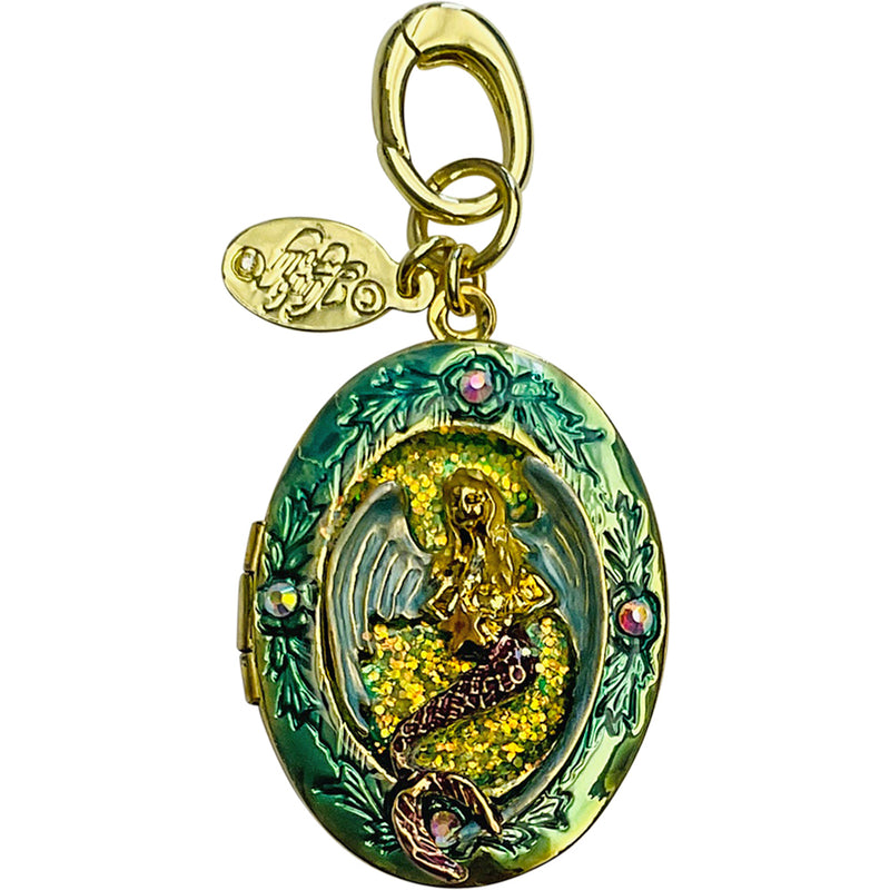 "One Of A Kind" Sea Siren Locket Open Ring Charm (Goldtone)