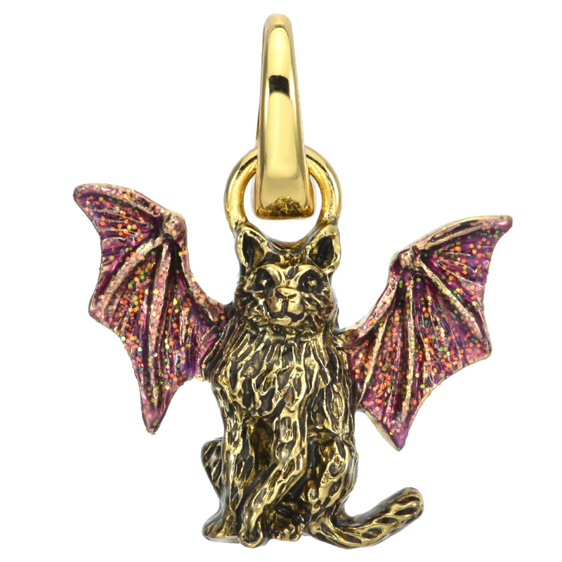 Baby Bat Cat Open Ring Charm (Goldtone)