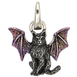 Baby Bat Cat Open Ring Charm (Silver Ox)