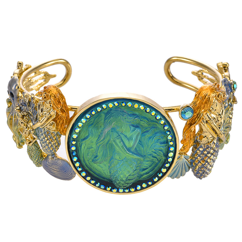 Siren Mermaid Couture Cuff Bracelet (Goldtone) – Kirks Folly