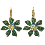 Precious Memories Flower Leverback Earrings (Goldtone)