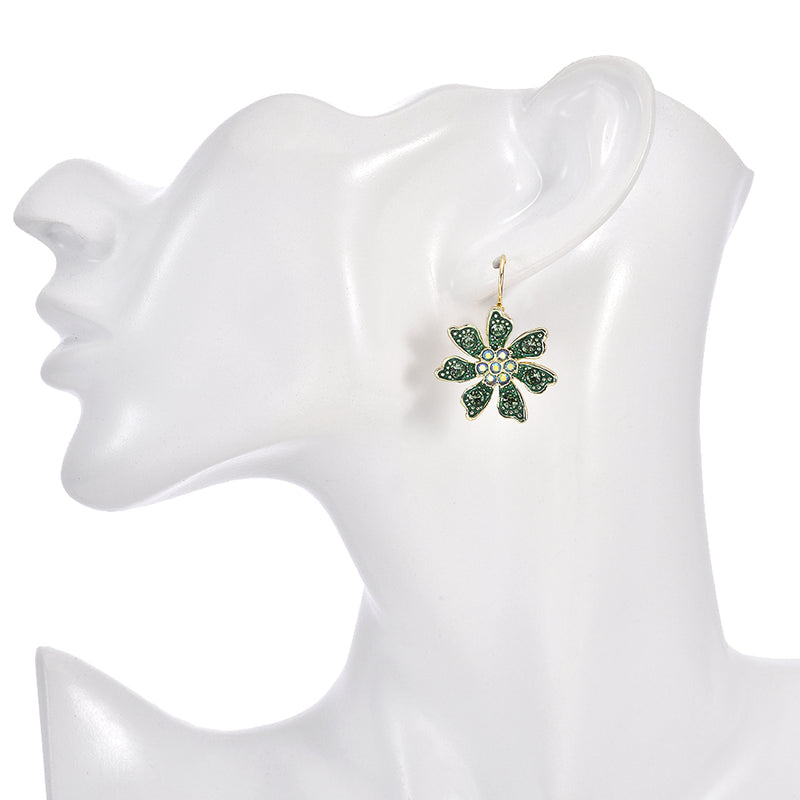 Precious Memories Flower Leverback Earrings (Goldtone)