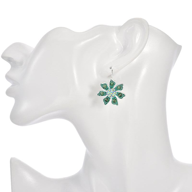 Precious Memories Flower Leverback Earrings (Sterling Silvertone)