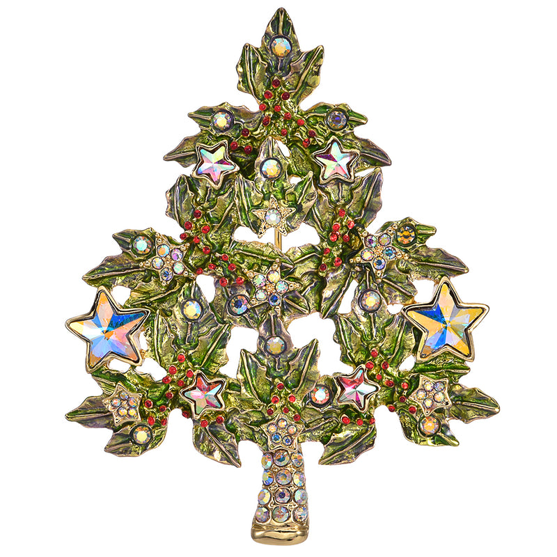 Stardust Dream Holly Tree Pin Pendant (Goldtone)