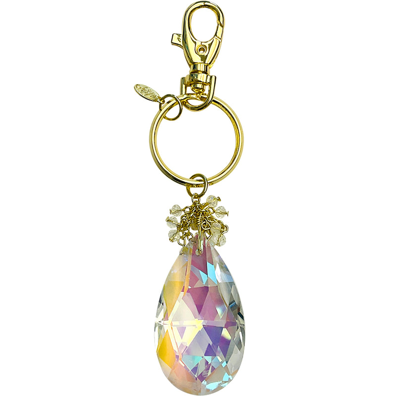 "One Of A Kind" Crystal Teardrop Keychain Charmer (Goldtone)