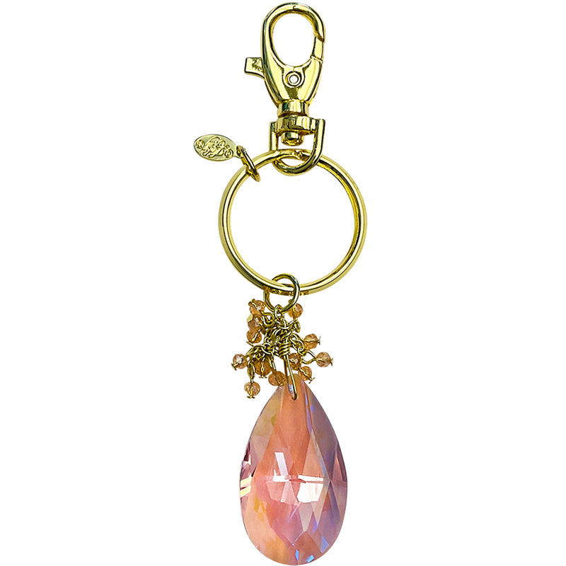 "One Of A Kind" Crystal Teardrop Keychain Charmer (Goldtone/Pixie Pink))