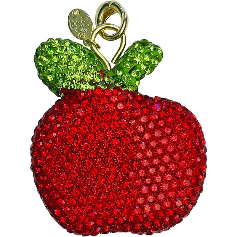 "One Of A Kind" Apple Of My Eye Open Ring Charm (Goldtone/Red)
