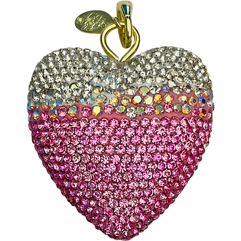 "One Of A Kind" Love Struck Heart Open Ring Charm (Goldtone/Pixie Pink)