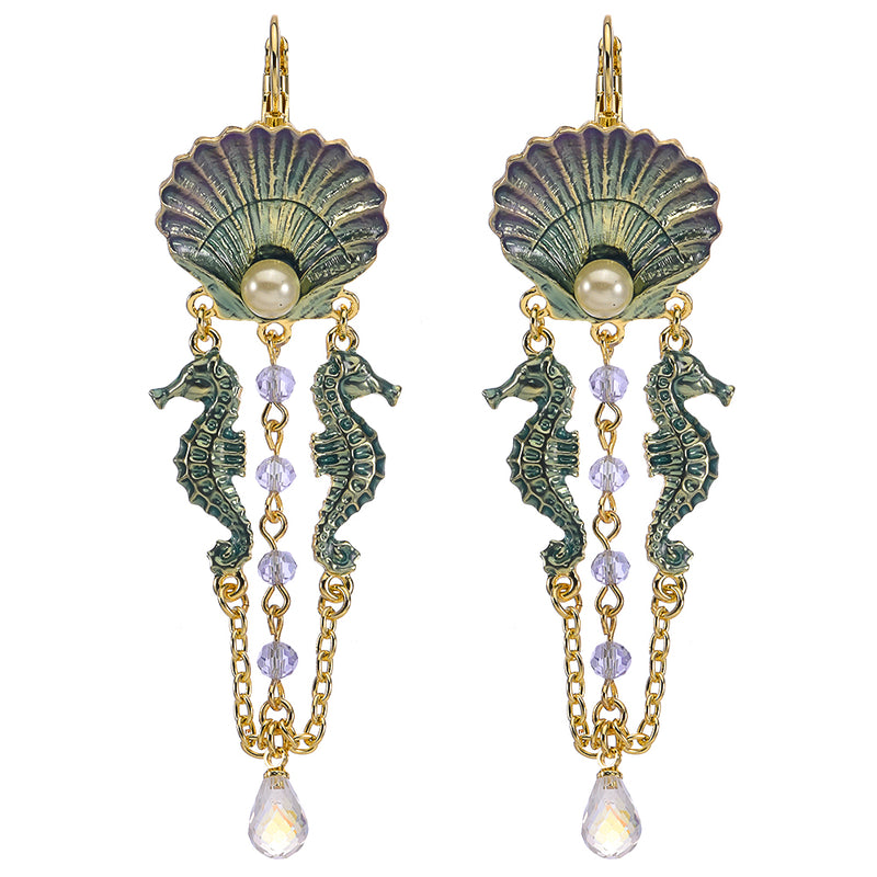 South Pacific Seahorse Dream Leverback Earrings (Goldtone) – Kirks