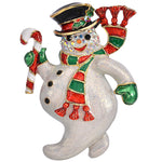 Holly Jolly Snowman Pin Pendant (Goldtone)