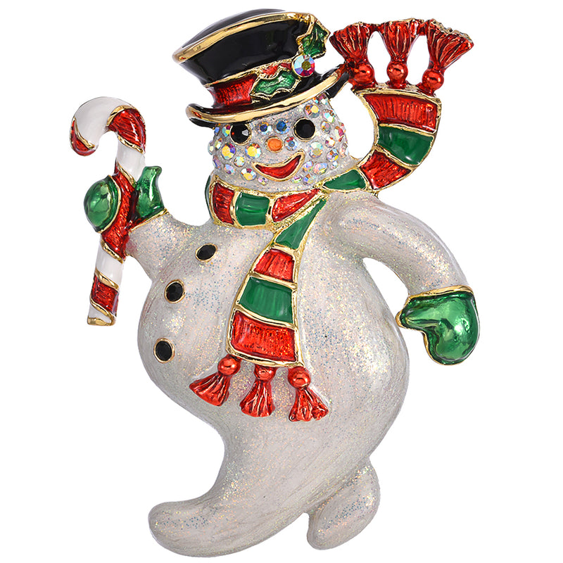Holly Jolly Snowman Pin Pendant (Goldtone)