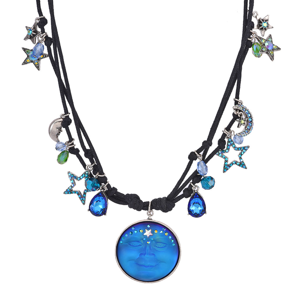 Venus Mystic Seaview Moon Crystal Cosmic Necklace (Silver Ox