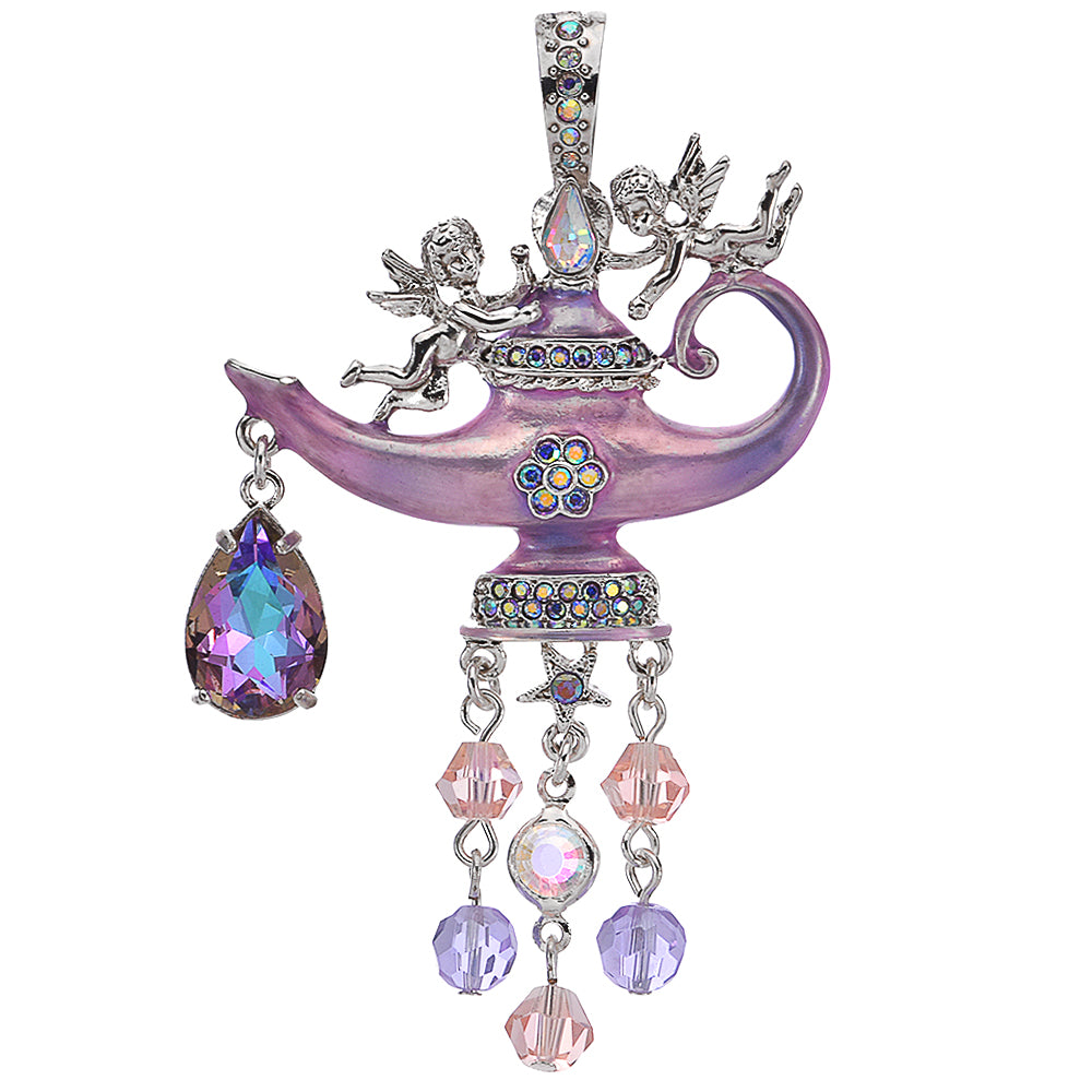 Mystic Magic Genie Lamp Foldover Pendant (Sterling Silvertone) – Kirks Folly, image size:1000x1000