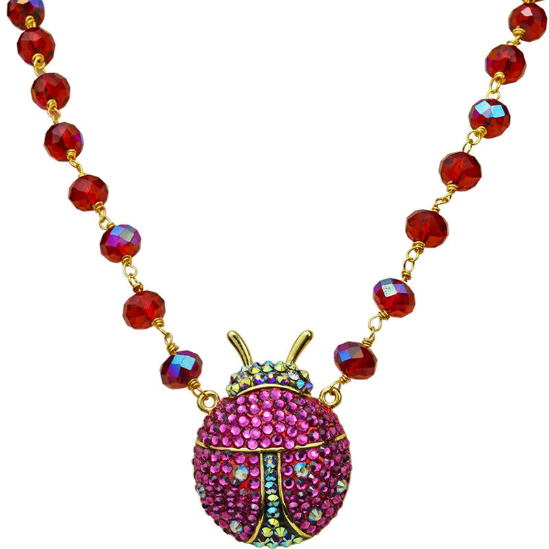 Lady Bird Beaded Link Necklace (Goldtone)