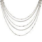 Crystal Waterfall 5 Row Layered Drape Necklace (Sterling Silvertone)