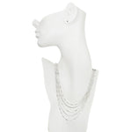 Crystal Waterfall 5 Row Layered Drape Necklace (Sterling Silvertone)