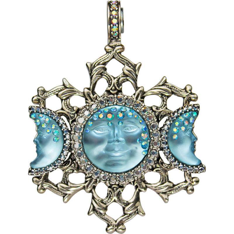 "One Of A Kind" Goddess Seaview Moon Phase Magnetic Enhancer (Silver Ox/Sapphire)