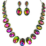 Mystic Vitrial Empress Necklace & Earrings Set (Silvertone)