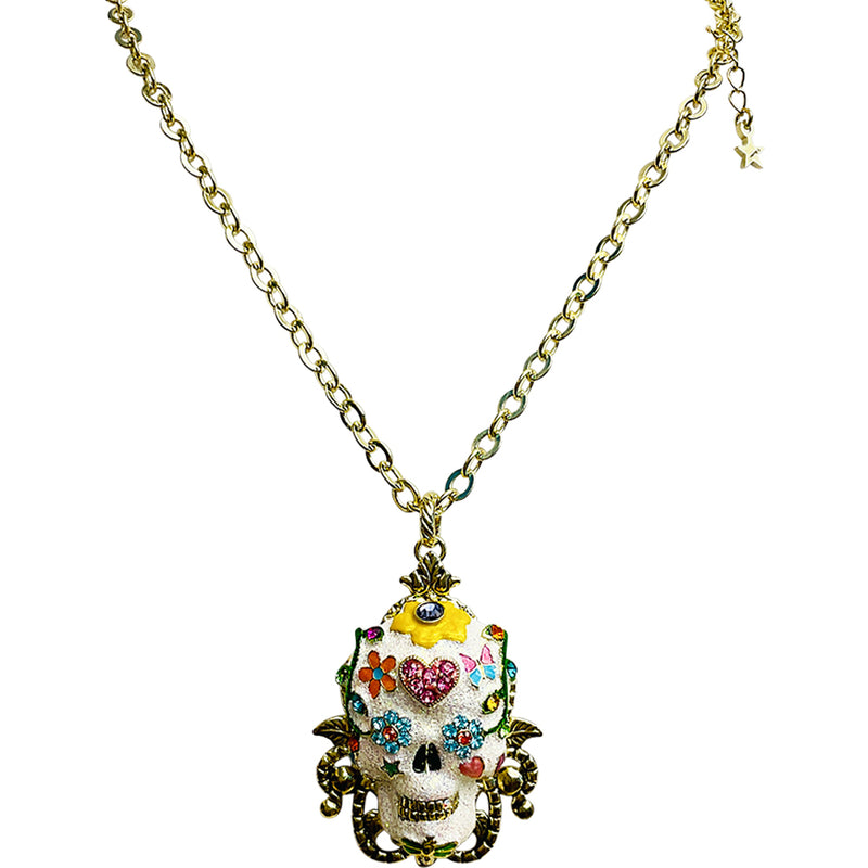 Sugar Skull Necklace (Goldtone)