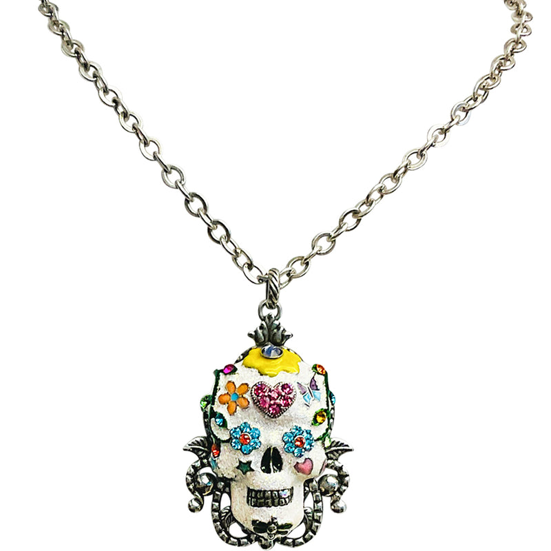 Sugar Skull Necklace (Silvertone)