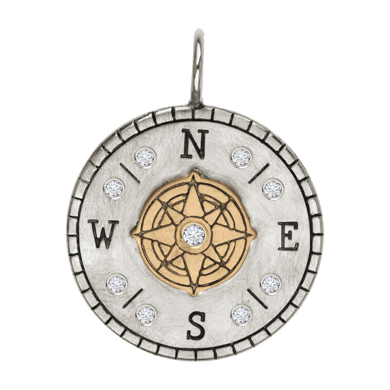 Heather B. Moore Silver Raised Compass Round Charm