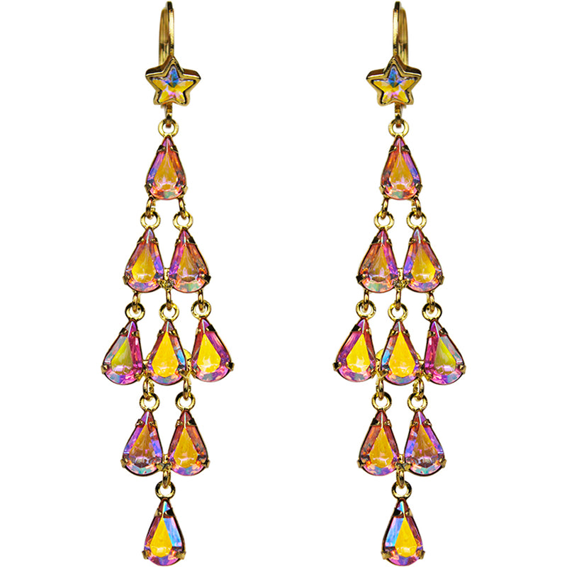 "One Of A Kind" Star Drops Leverback Earrings (Goldtone)
