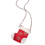 Christmas Stocking Beaded Crossbody Purse (Red)