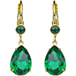 Goddess Tears Leverback Earrings (Goldtone/Emerald Green)