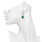 Goddess Tears Leverback Earrings (Sterling Silvertone/Emerald Green)