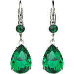 Goddess Tears Leverback Earrings (Sterling Silvertone/Emerald Green)