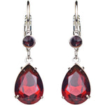 Goddess Tears Leverback Earrings (Sterling Silvertone/Ruby Red)