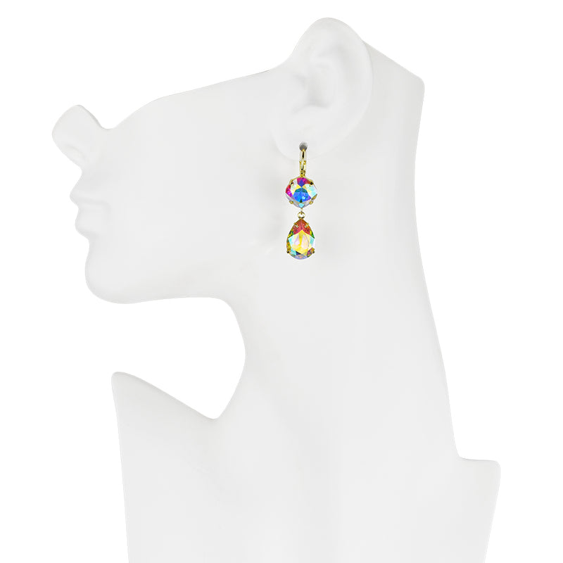 Goddess Leverback Earrings (Goldtone/Crystal AB)