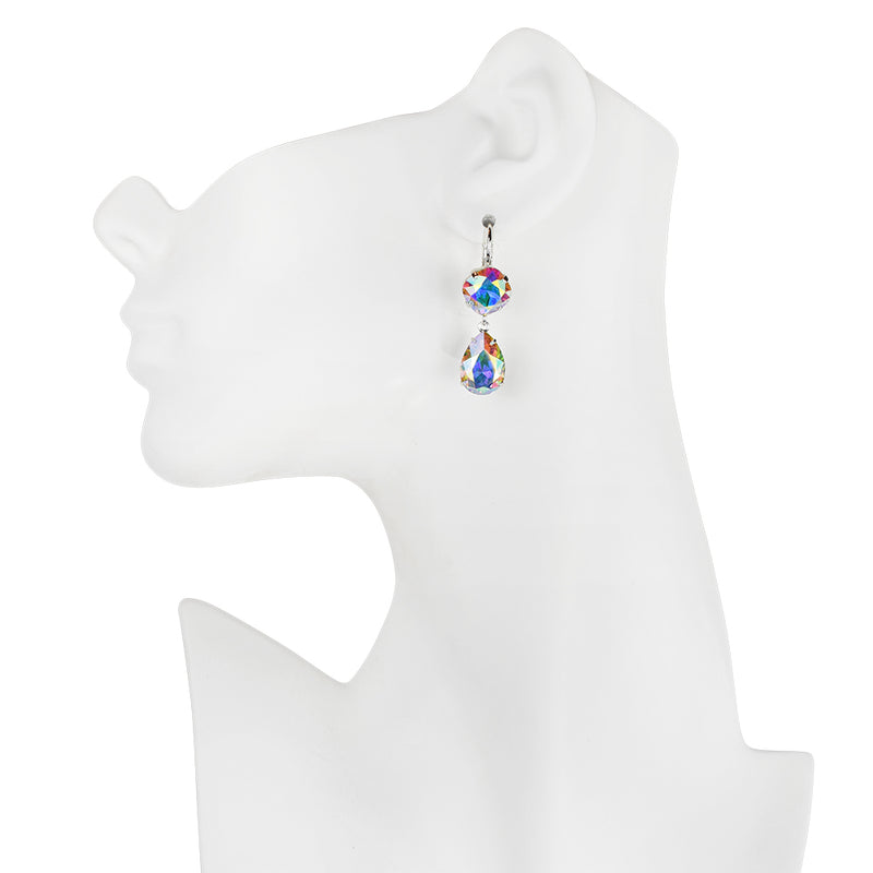 Goddess Leverback Earrings (Sterling Silvertone/Crystal AB)