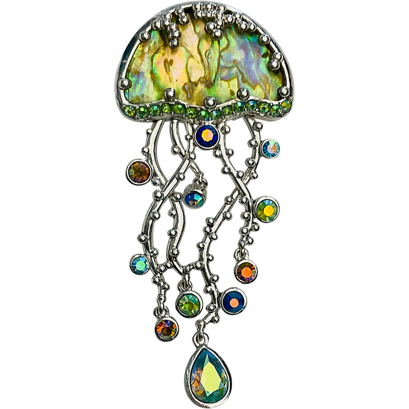 "One Of A Kind" Abalone Jelly Fish Pin Pendant (Silvertone)