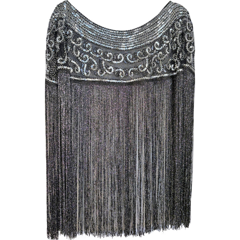 Enchantress Sequin Fringe Capelet(Black)
