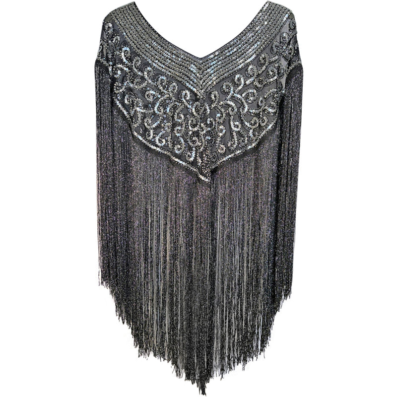 Enchantress Sequin Fringe Capelet(Black)