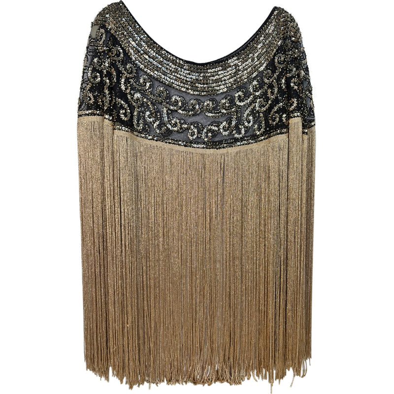 Enchantress Sequin Fringe Capelet(Gold)