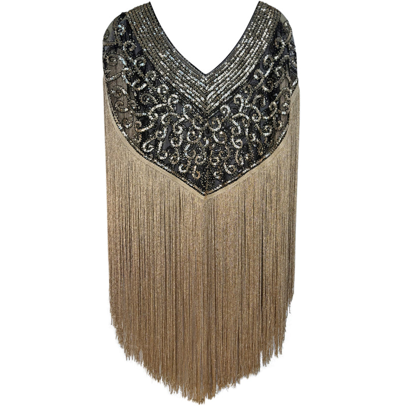 Enchantress Sequin Fringe Capelet(Gold)