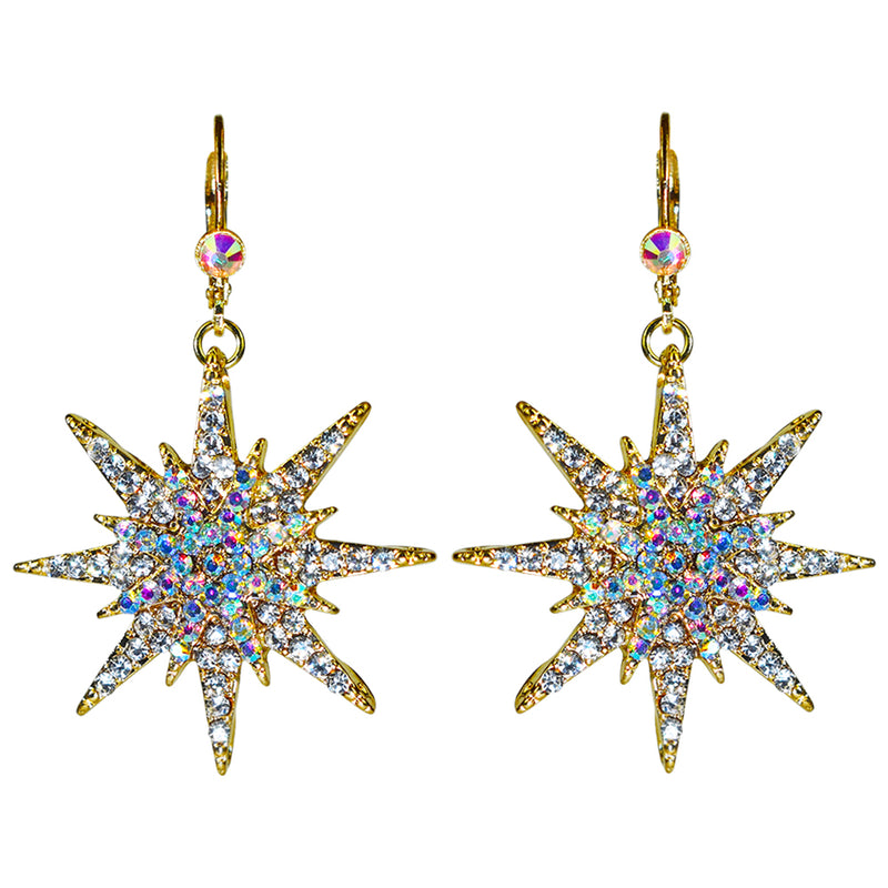 Star Spangled Leverback Earrings (Goldtone)