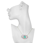 Glass Seaview Moon Angel Eye Necklace (Sterling Silvertone)